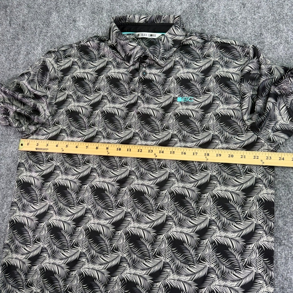 Black Clover Polo Shirt Mens XL Black Palm Leaf Live Lucky Golf Performance - Picture 7 of 10